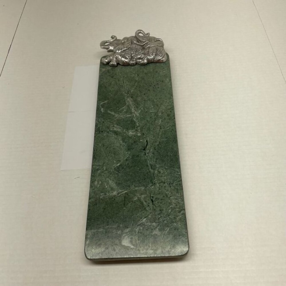 Vintage (1987) Arthur Court Green Marble Elephant - 17" x 6" - Sushi/Cheese Tray